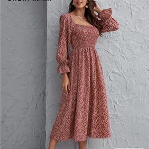 NWOT Red Floral Long Sleeve Dress